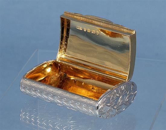 A Victorian silver snuff box, by Hilliard & Thomason, Length 70mm Weight: 1.8oz/58grms.